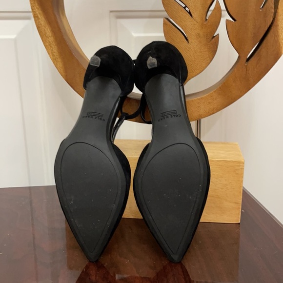 Cole Haan Suede T-Strap MaryJane Zip-Back Heels - Black - 9M US - Picture 6 of 7
